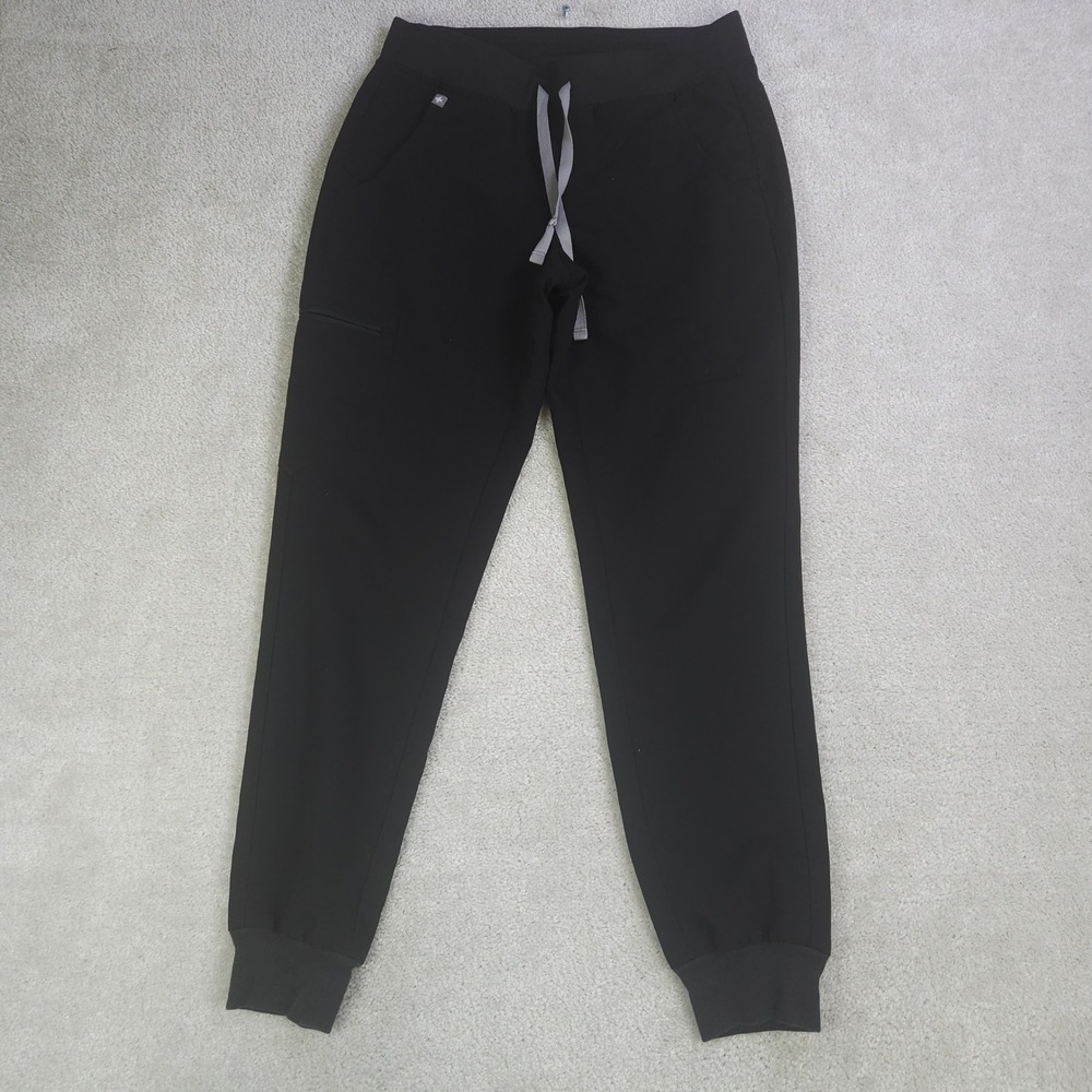 FIGS Zamora High Waisted Jogger Scrub Pants Black Women Small Technical